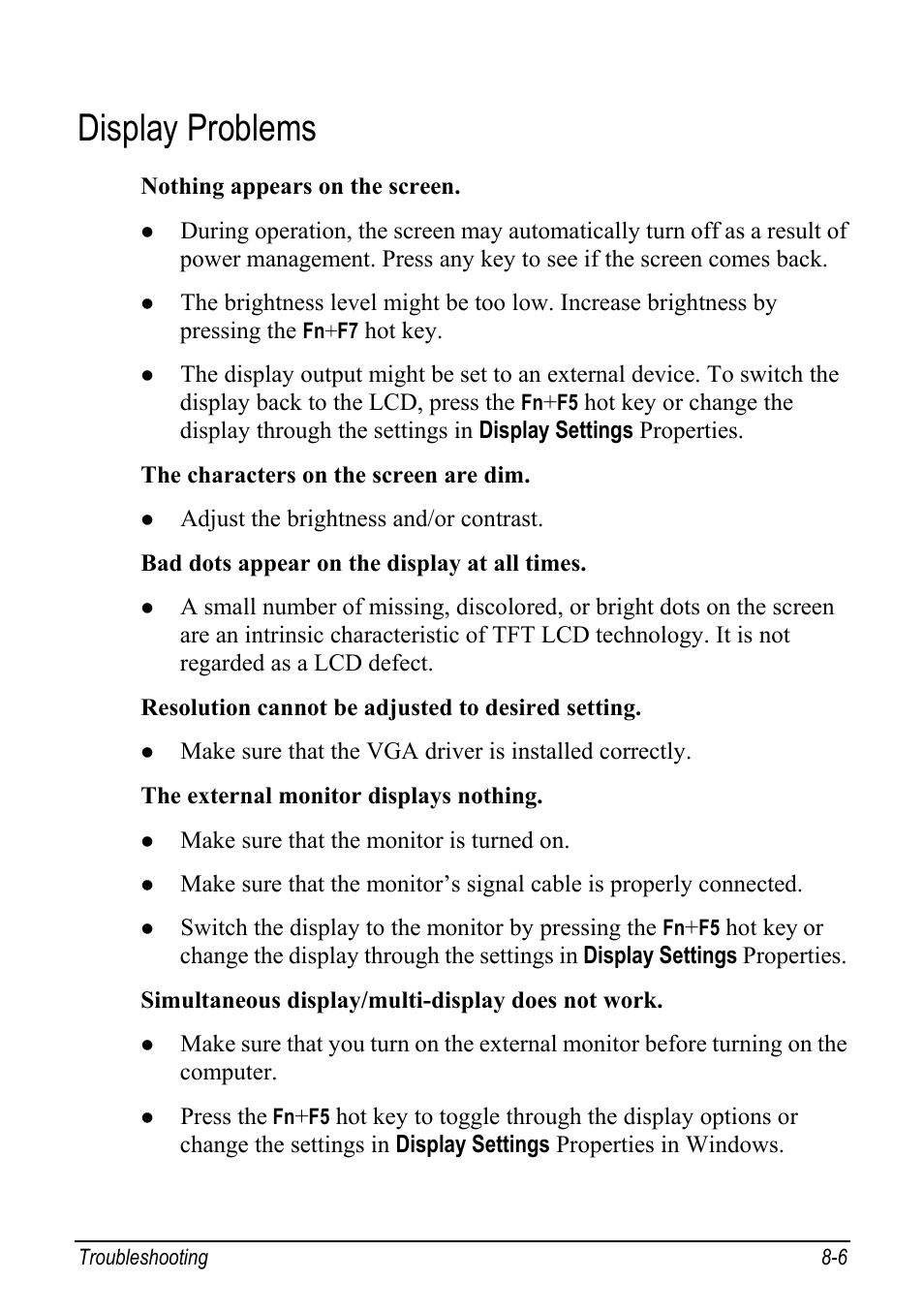 Display problems, Display problems -6 | chiliGREEN Mitac 9515 User Manual | Page 95 / 122