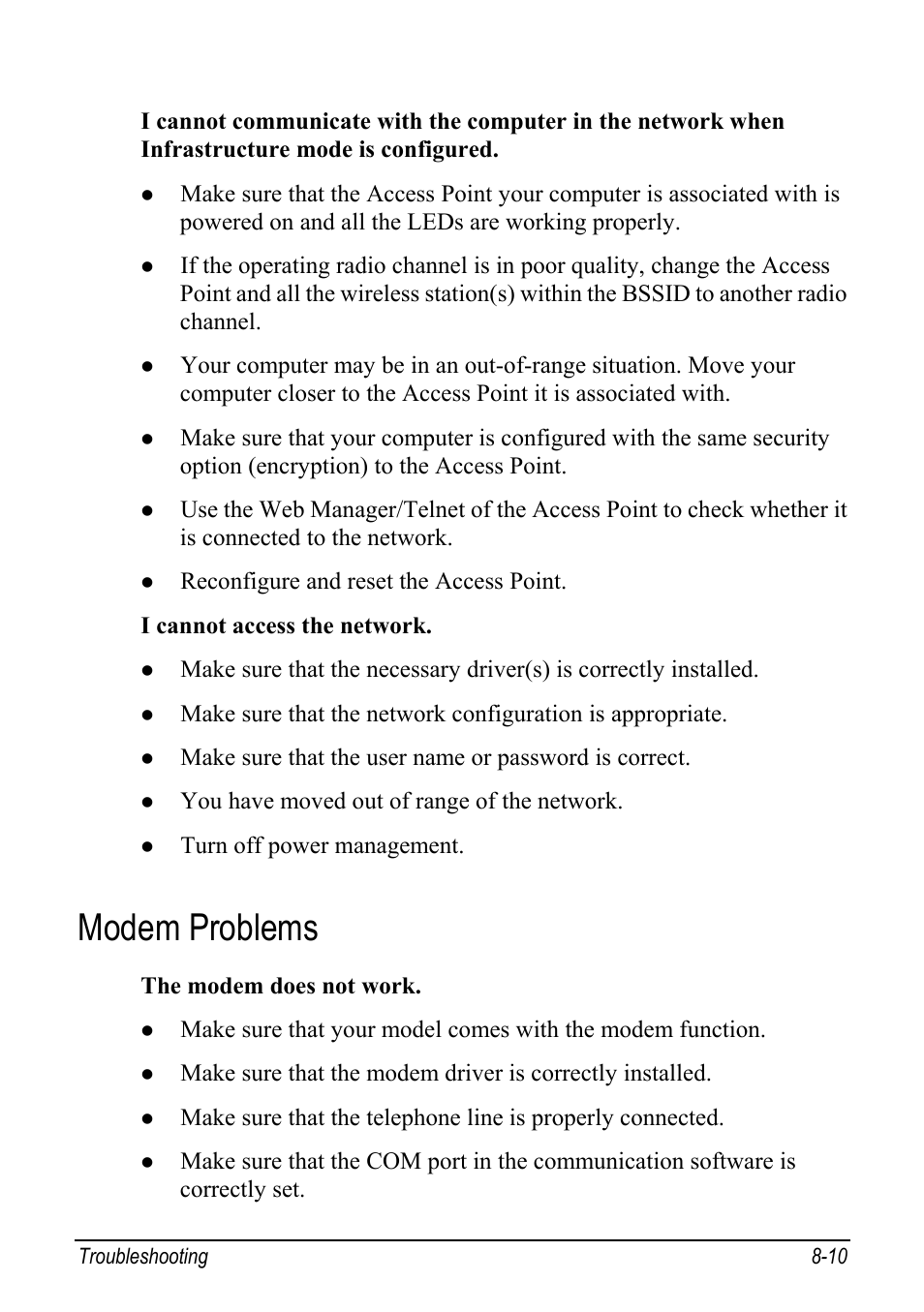 Modem problems, Modem problems -10 | chiliGREEN Mitac 9515 User Manual | Page 99 / 122