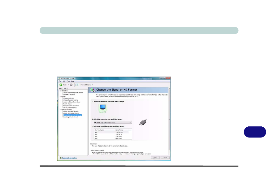 Changing the tv signal format, Bchanging the tv signal format | chiliGREEN M860TU User Manual | Page 175 / 232