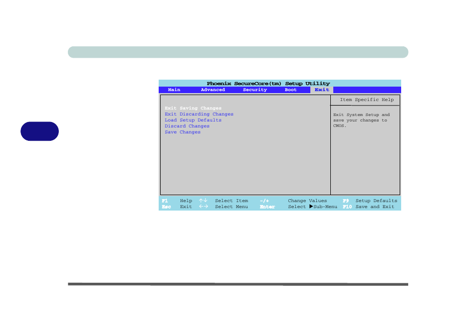Exit menu, Exit menu -14, Bios utilities 5 - 14 exit menu | Figure 5 - 6 | chiliGREEN M860TU User Manual | Page 88 / 232