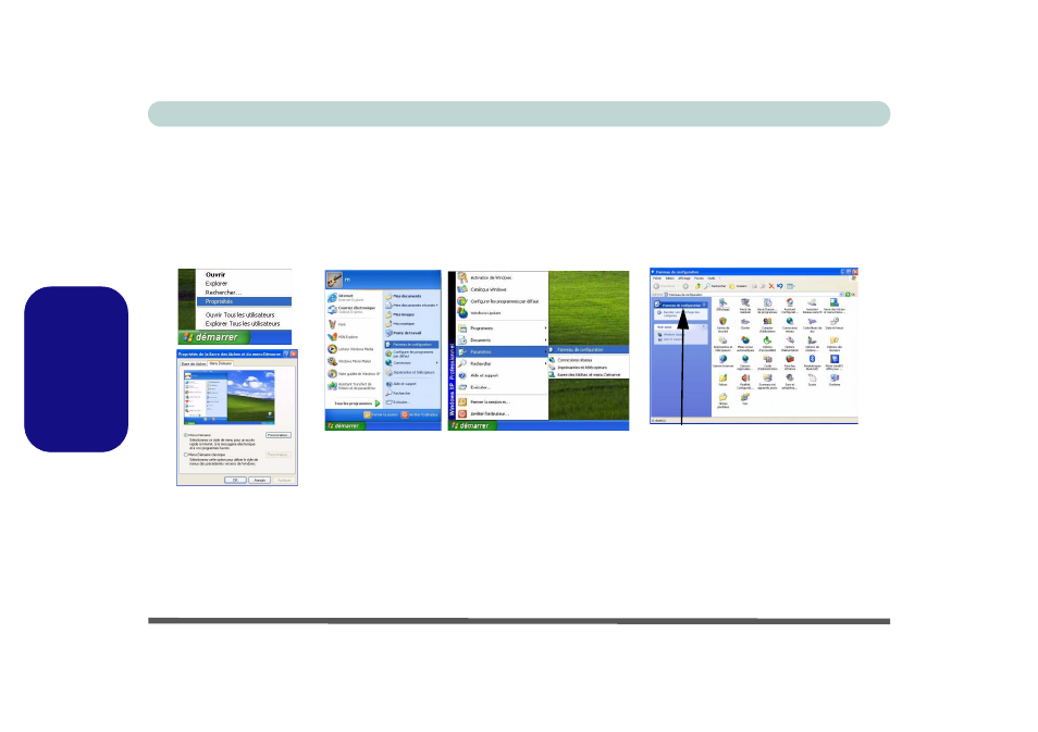 Menu démarrer & panneau de configuration, De windows xp | chiliGREEN M665JE User Manual | Page 106 / 206