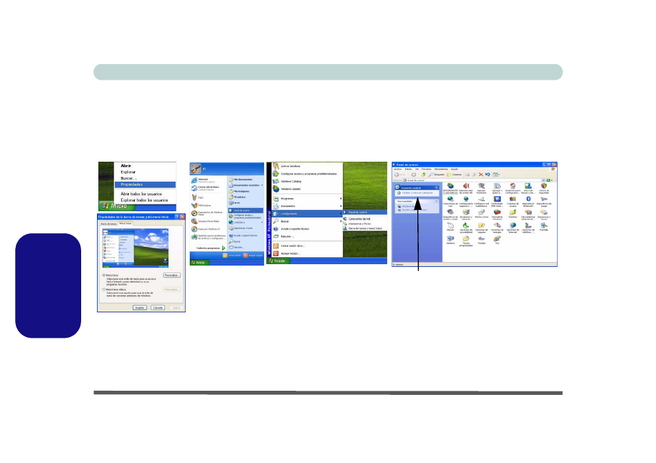 Menú inicio y panel de control de windows xp | chiliGREEN M665JE User Manual | Page 146 / 206