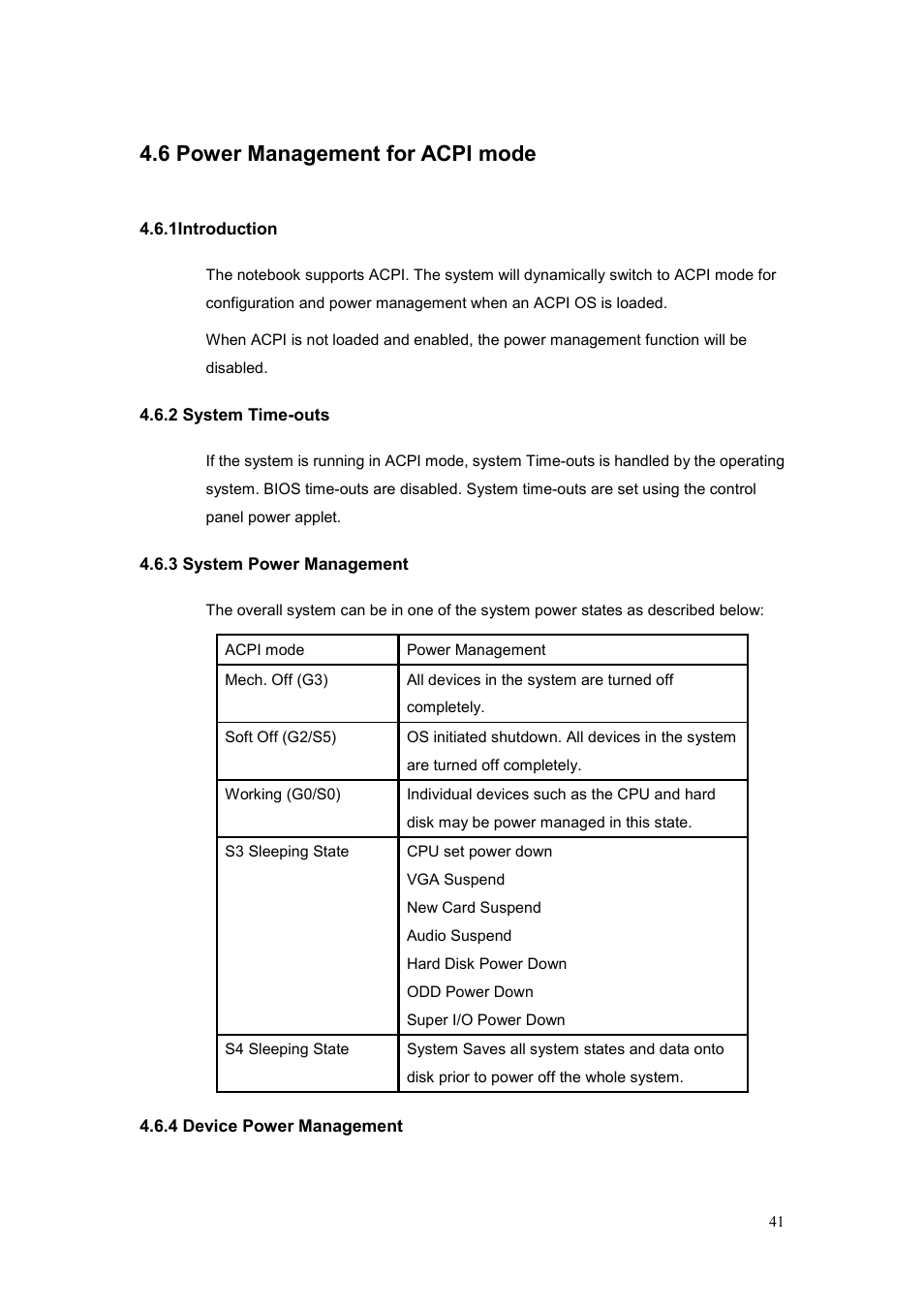6 power management for acpi mode | chiliGREEN CBL21 User Manual | Page 42 / 68