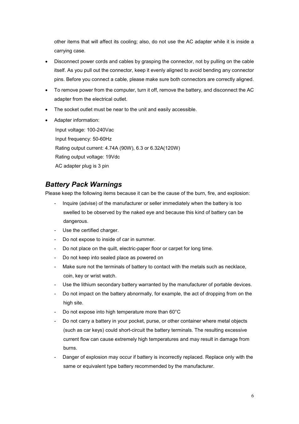 Battery pack warnings | chiliGREEN CBL21 User Manual | Page 7 / 68