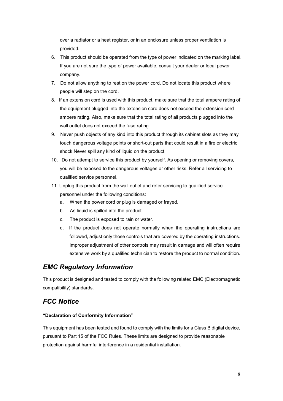 Emc regulatory information, Fcc notice | chiliGREEN CBL21 User Manual | Page 9 / 68