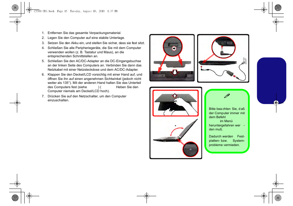 Schnellstart, Systemsoftware, Modllunterschiede | Deutsch | chiliGREEN C5500Q User Manual | Page 17 / 62
