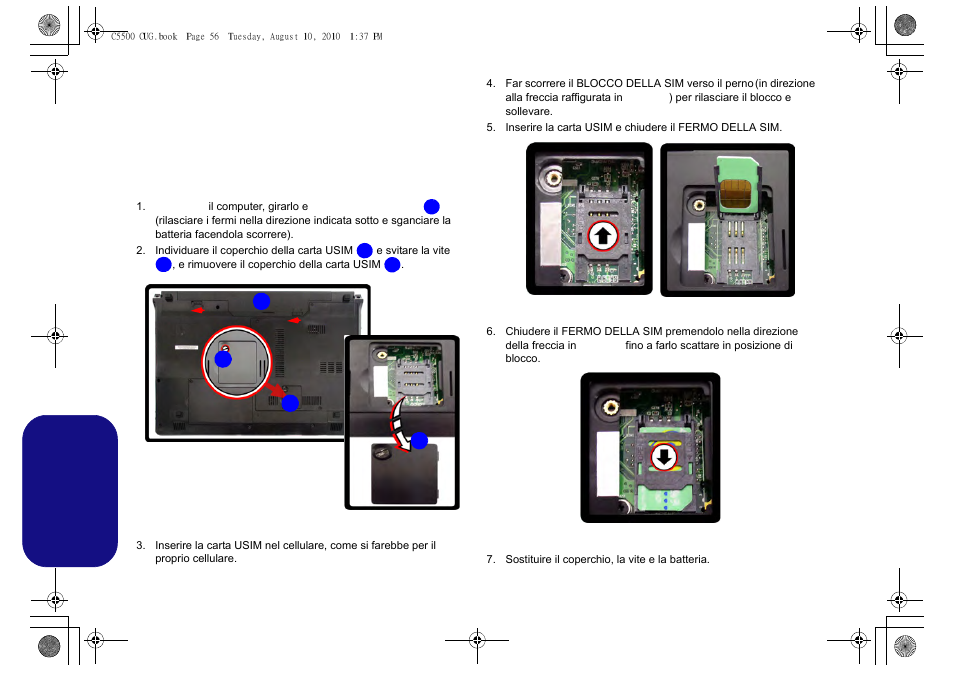 Modulo 3.75g/hspa, Inserimento della carta usim, Italiano | chiliGREEN C5500Q User Manual | Page 58 / 62