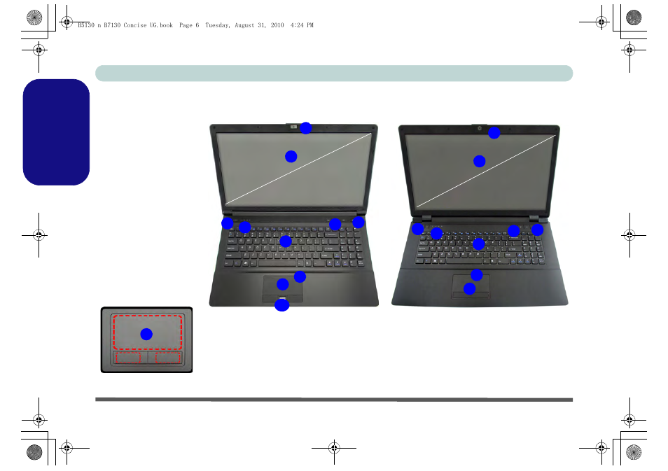 System map: front view with lcd panel open, English | chiliGREEN B5130 User Manual | Page 10 / 164