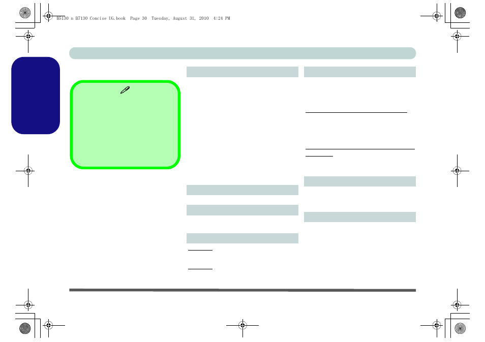 Specifications, English, 30 - specifications concise user’s guide | chiliGREEN B5130 User Manual | Page 34 / 164