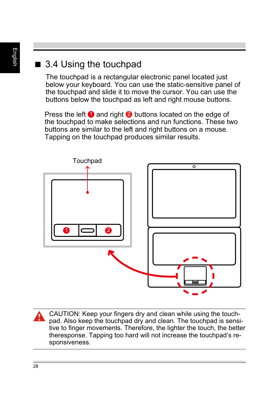 Using the touchpad, 4 using the touchpad | chiliGREEN A15CR03 User Manual | Page 28 / 43