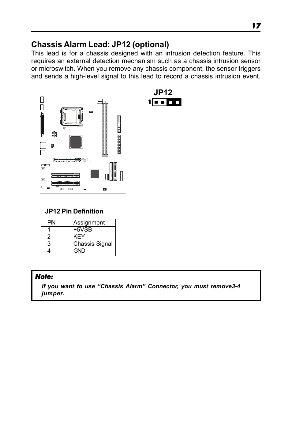 Chassis alarm lead: jp12 (optional), Jp12 | chiliGREEN RC410M -A82C User Manual | Page 17 / 40