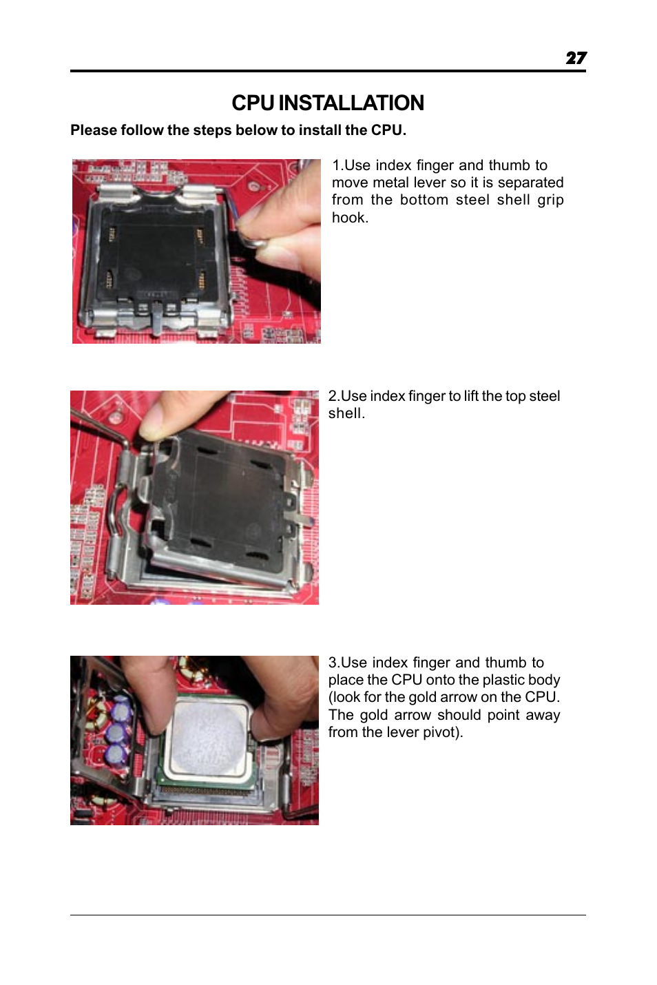 Cpu installation | chiliGREEN RC410M -A82C User Manual | Page 27 / 40