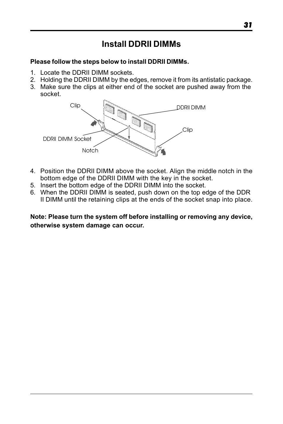 Install ddrii dimms | chiliGREEN RC410M -A82C User Manual | Page 31 / 40