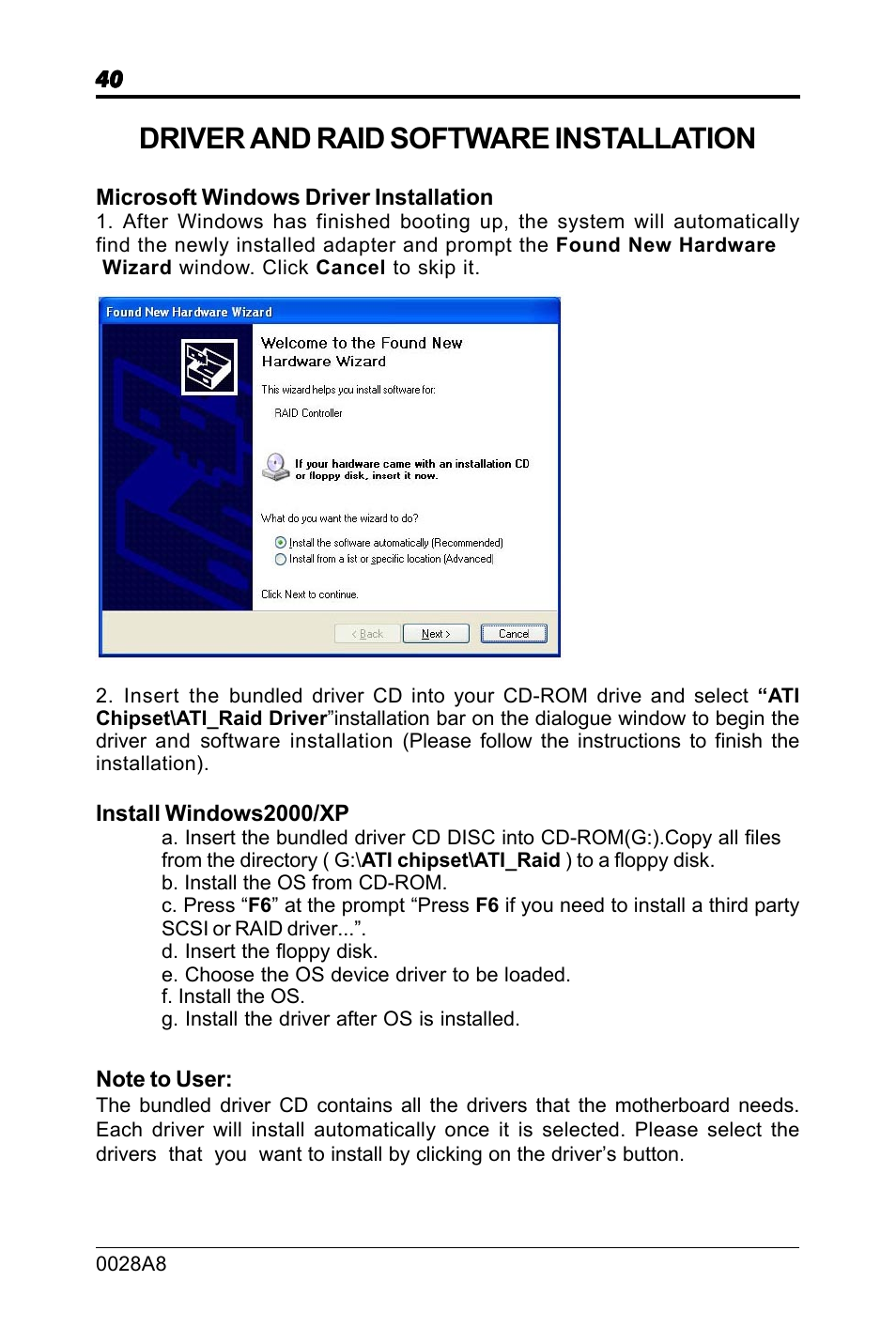 Driver and raid software installation | chiliGREEN RC410M -A82C User Manual | Page 40 / 40