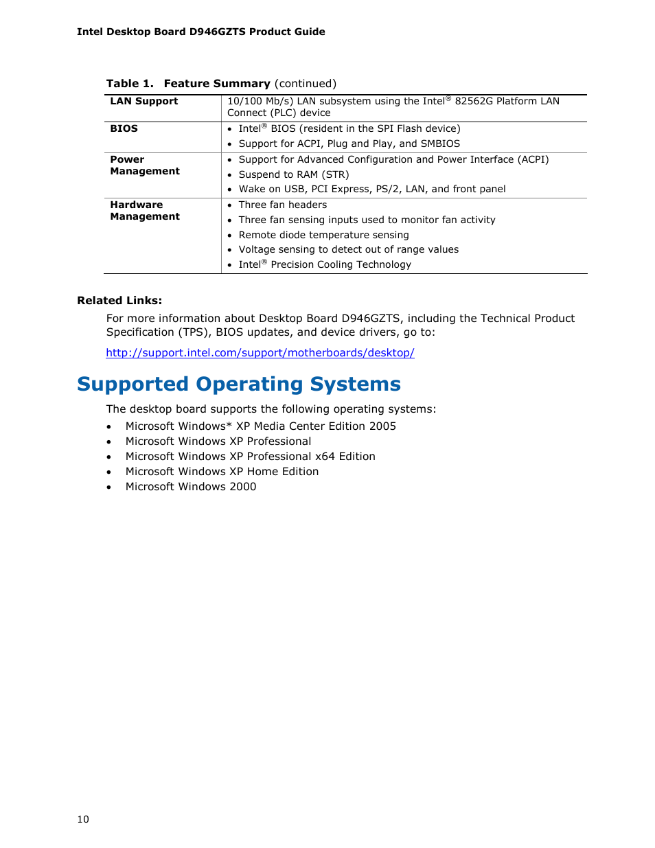 Supported operating systems | chiliGREEN D946GZTS User Manual | Page 10 / 76