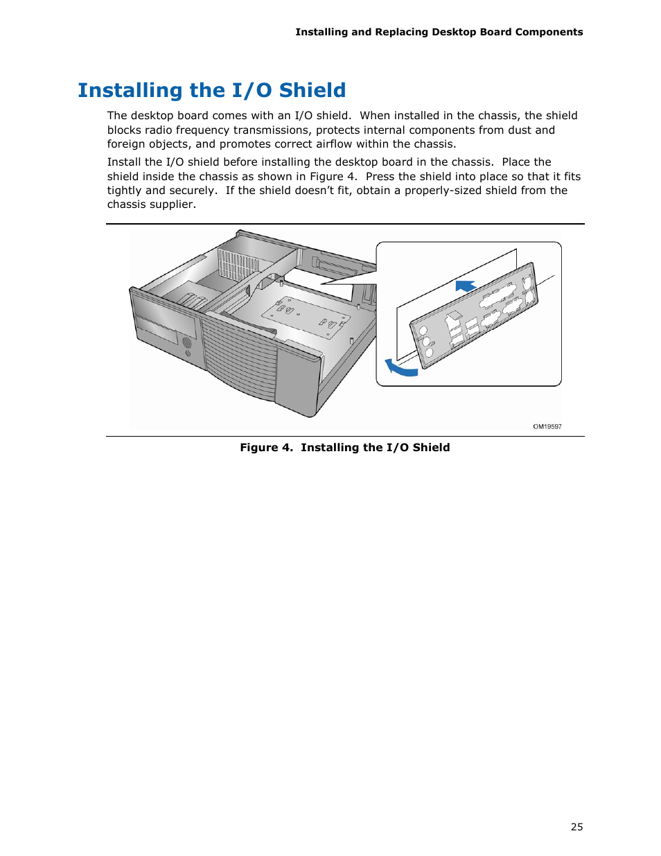 Installing the i/o shield | chiliGREEN D946GZTS User Manual | Page 25 / 76