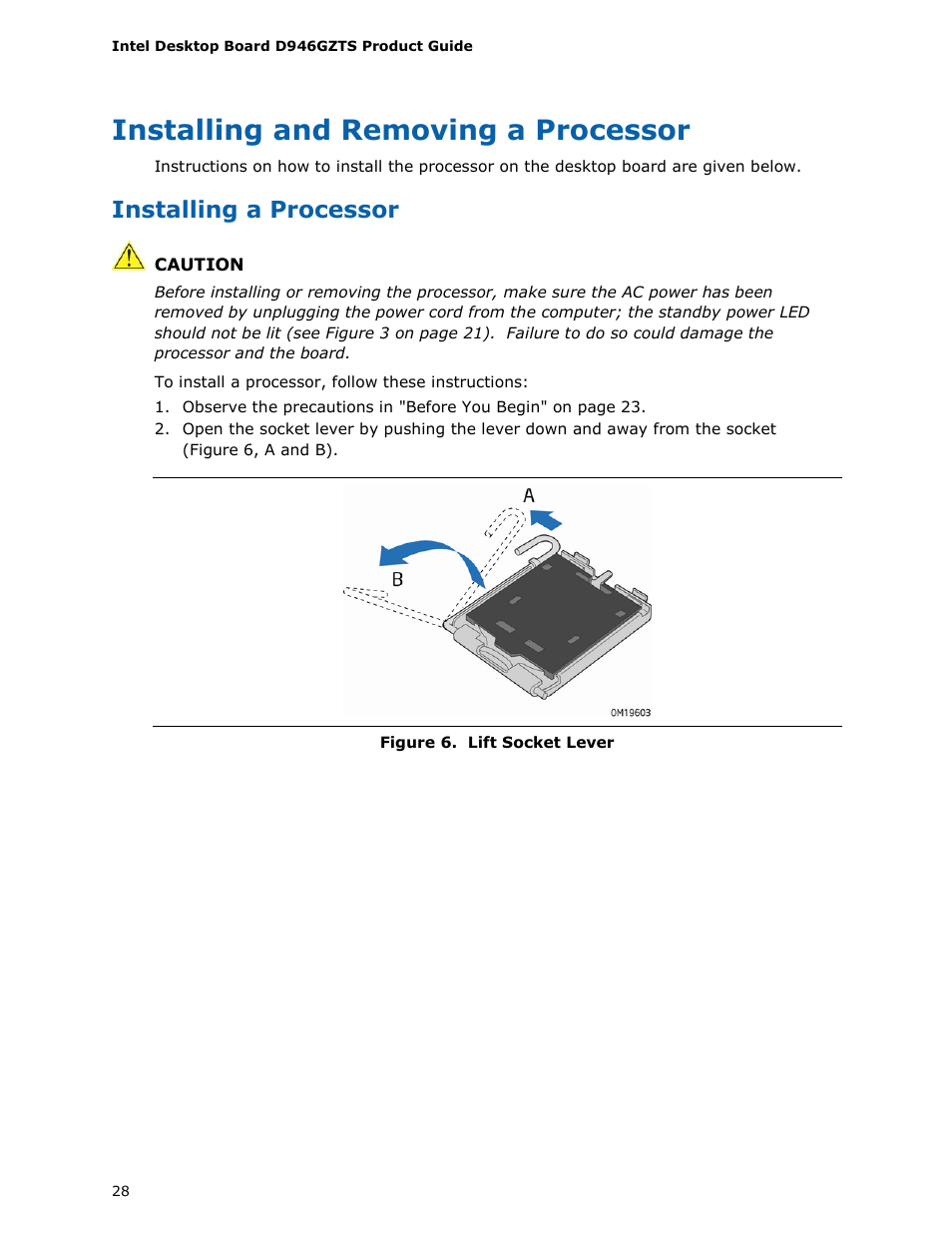 Installing and removing a processor, Installing a processor | chiliGREEN D946GZTS User Manual | Page 28 / 76