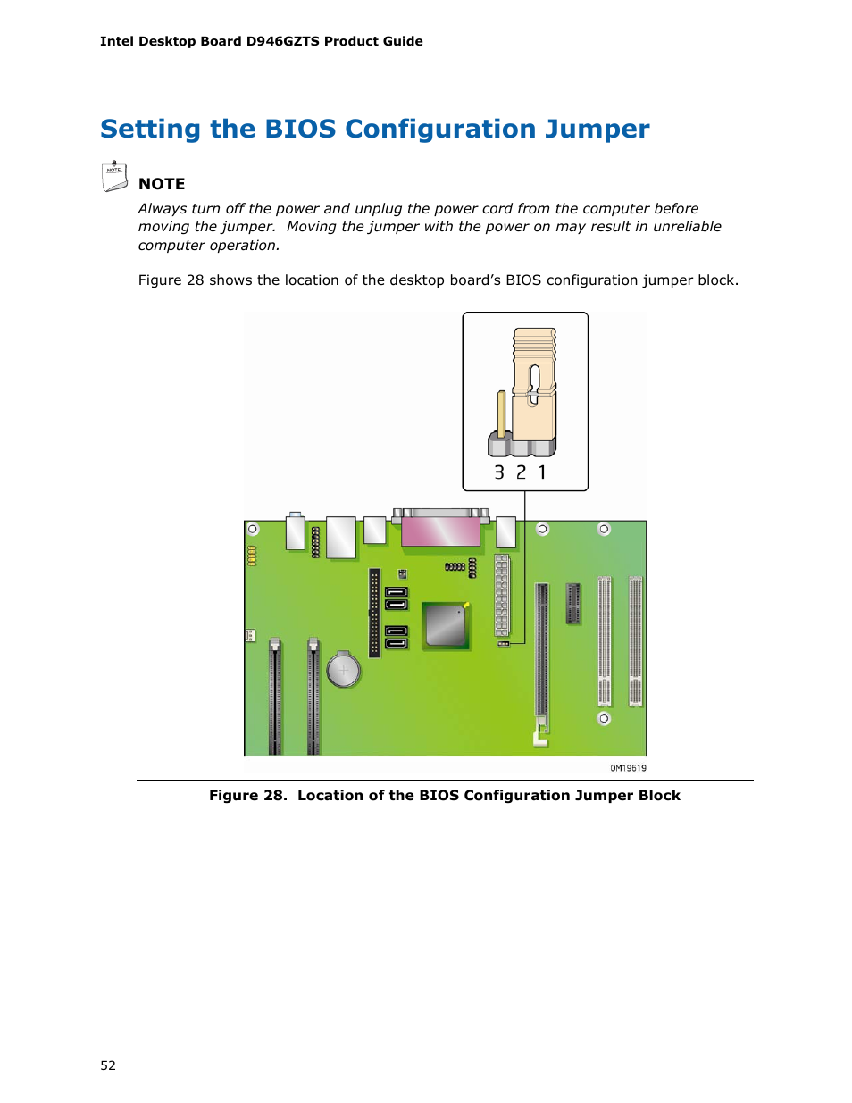 Setting the bios configuration jumper | chiliGREEN D946GZTS User Manual | Page 52 / 76