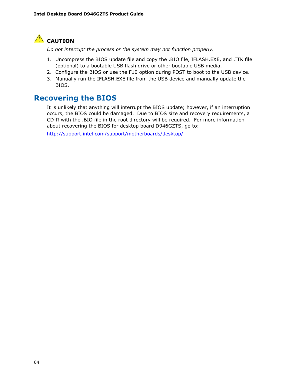 Recovering the bios | chiliGREEN D946GZTS User Manual | Page 64 / 76