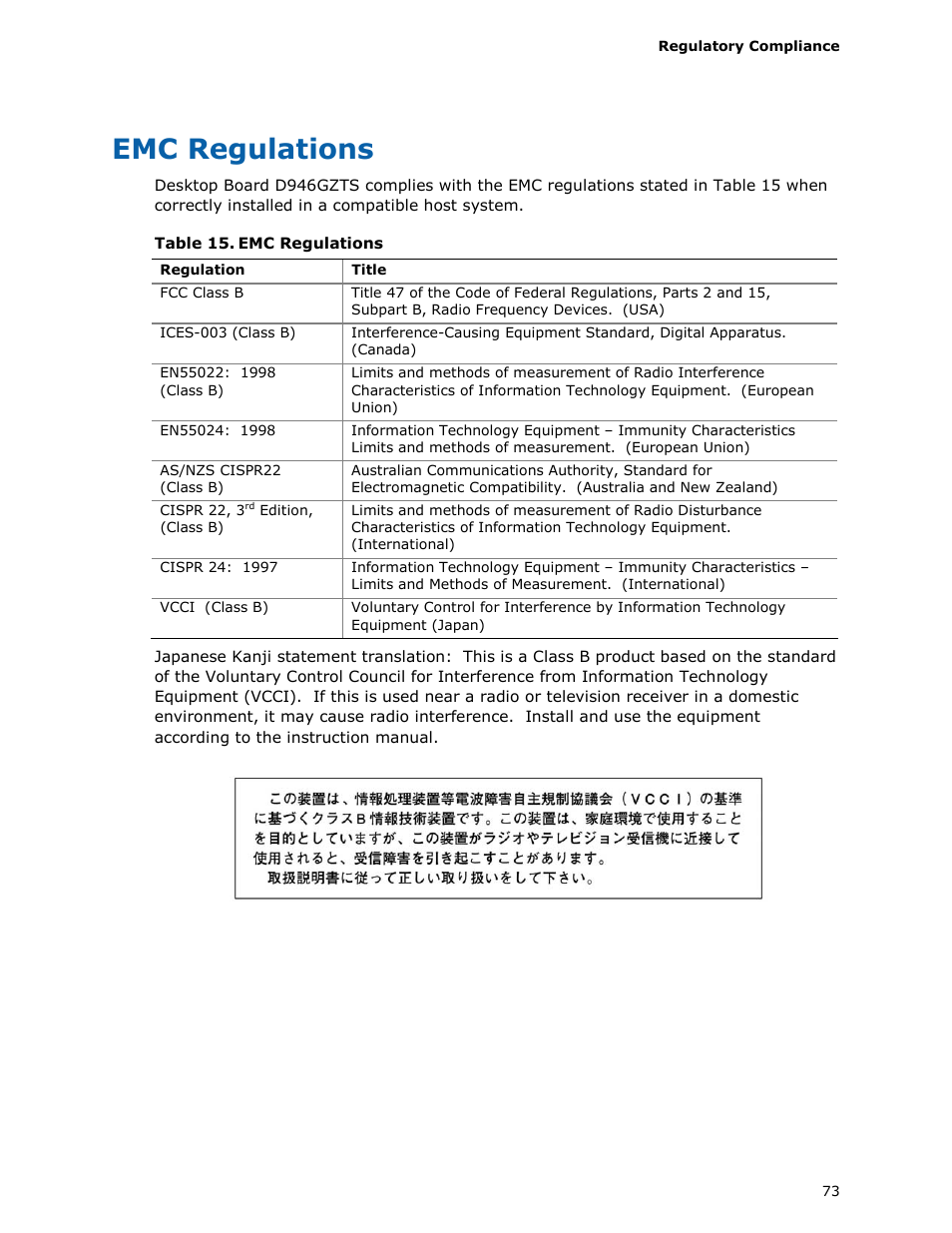 Emc regulations | chiliGREEN D946GZTS User Manual | Page 73 / 76