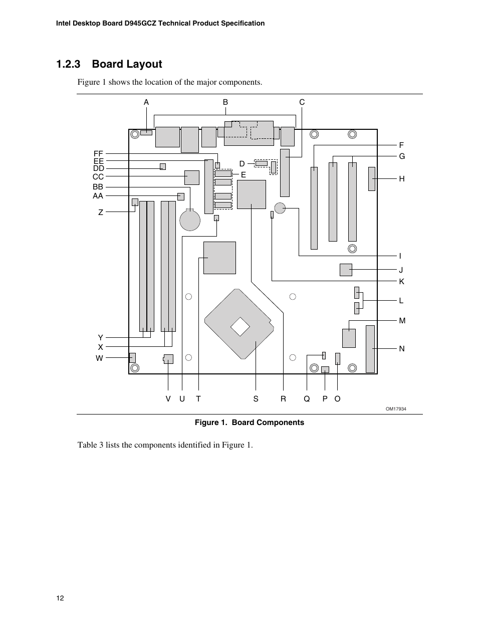 3 board layout, Board layout, Board | Components | chiliGREEN D945GBZ User Manual | Page 12 / 92