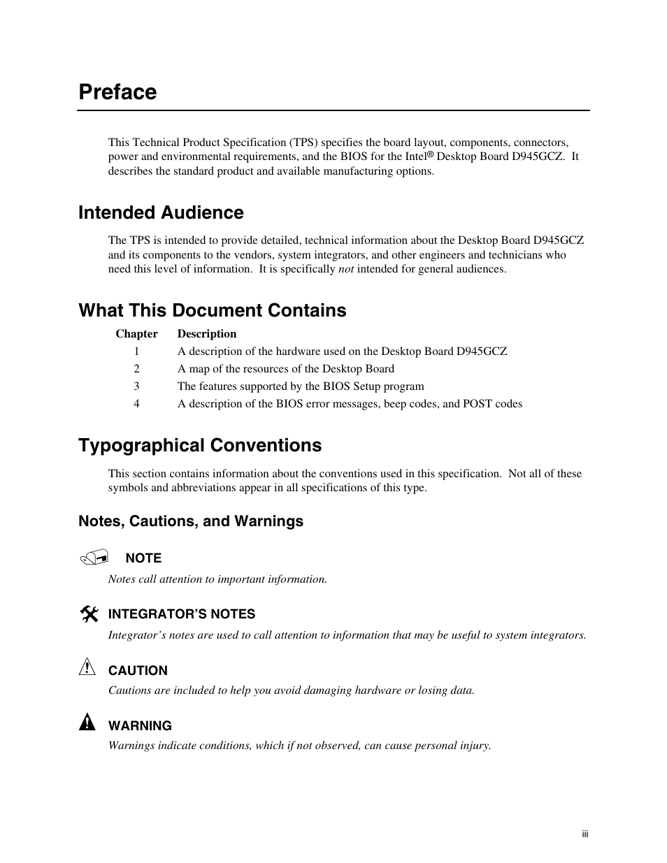 Preface, Intended audience, What this document contains | Typographical conventions | chiliGREEN D945GBZ User Manual | Page 3 / 92