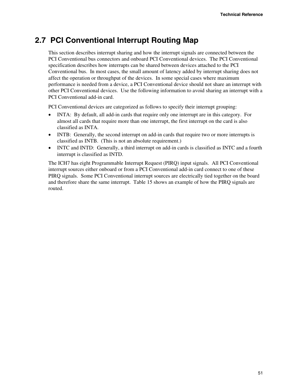 7 pci conventional interrupt routing map, Pci conventional interrupt routing map | chiliGREEN D945GBZ User Manual | Page 51 / 92