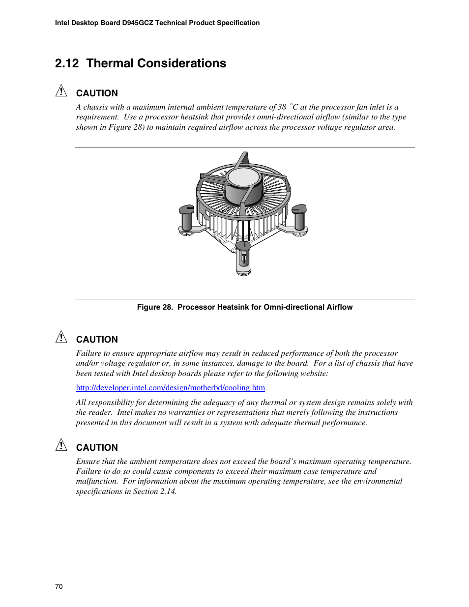 12 thermal considerations, Thermal considerations, Processor heatsink for omni-directional airflow | chiliGREEN D945GBZ User Manual | Page 70 / 92