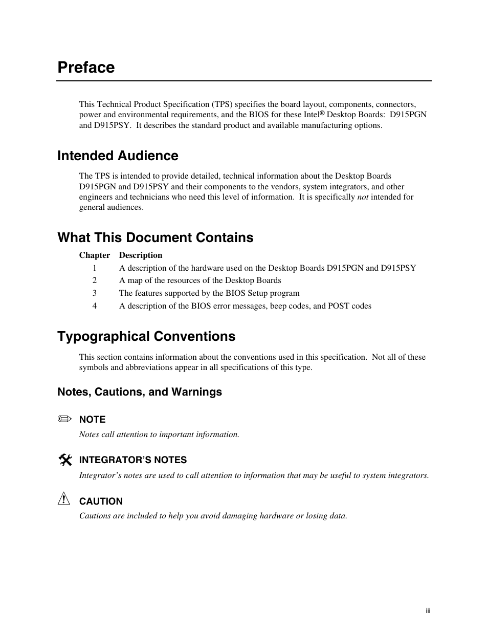 Preface, Intended audience, What this document contains | Typographical conventions | chiliGREEN D915PGNL User Manual | Page 3 / 107