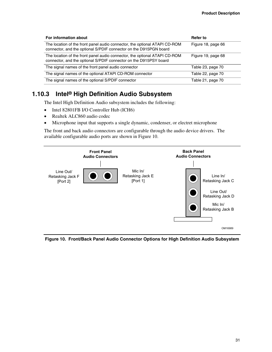 3 intel, High definition audio subsystem | chiliGREEN D915PGNL User Manual | Page 31 / 107