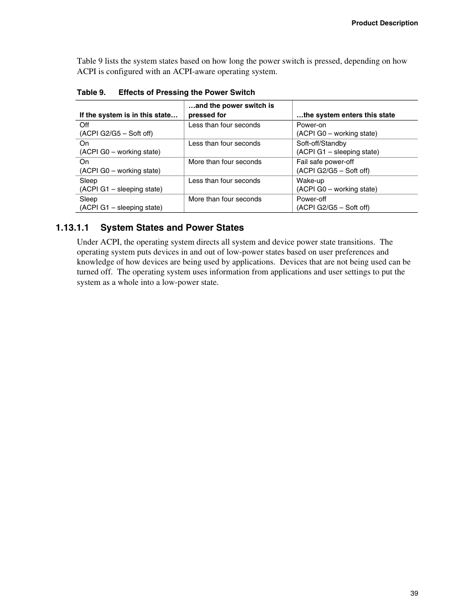 1 system states and power states | chiliGREEN D915PGNL User Manual | Page 39 / 107