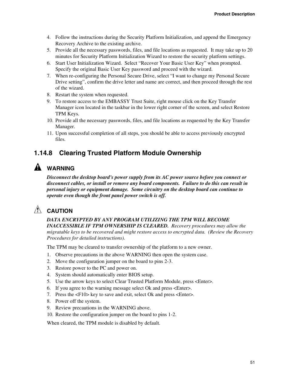 8 clearing trusted platform module ownership | chiliGREEN D915PGNL User Manual | Page 51 / 107