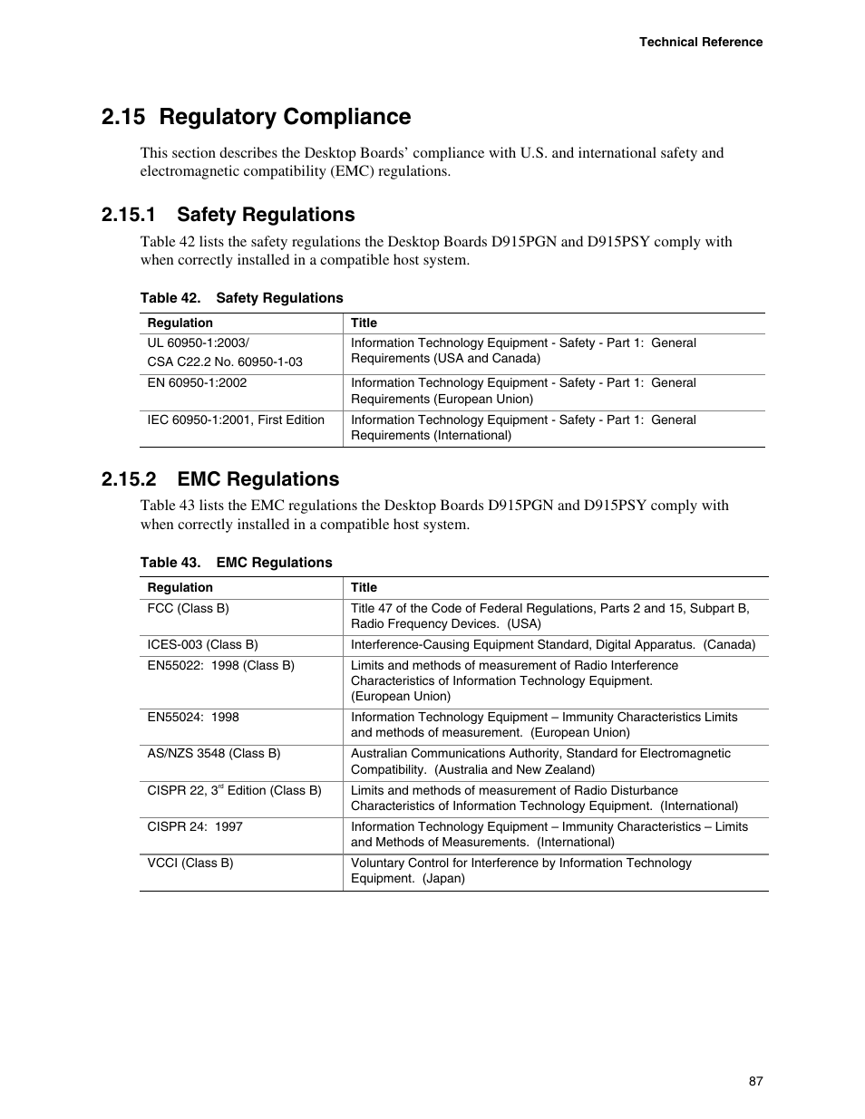 Regulatory compliance, 15 regulatory compliance, 1 safety regulations | 2 emc regulations | chiliGREEN D915PGNL User Manual | Page 87 / 107