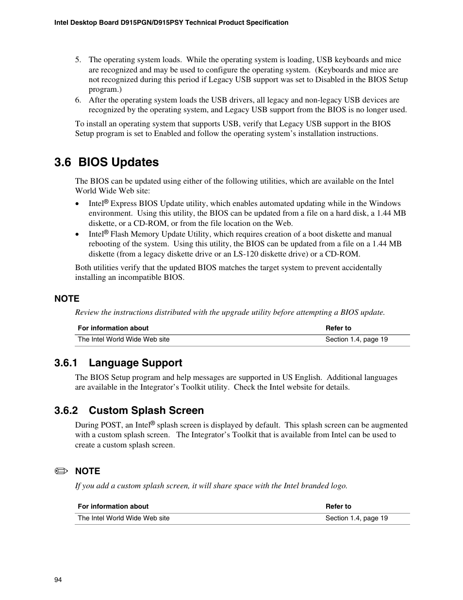 Bios updates, 6 bios updates, 1 language support | 2 custom splash screen | chiliGREEN D915PGNL User Manual | Page 94 / 107