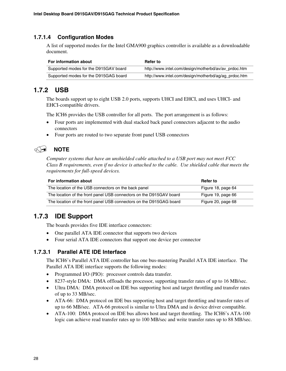 2 usb, 3 ide support | chiliGREEN D915GAGL User Manual | Page 28 / 106