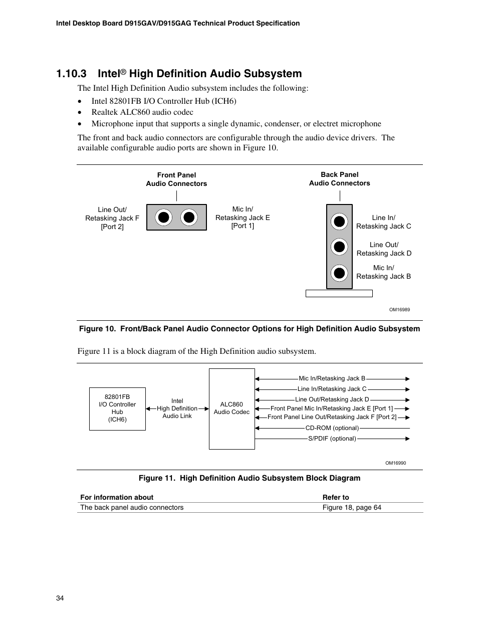 3 intel high definition audio subsystem, 3 intel, High definition audio subsystem | chiliGREEN D915GAGL User Manual | Page 34 / 106