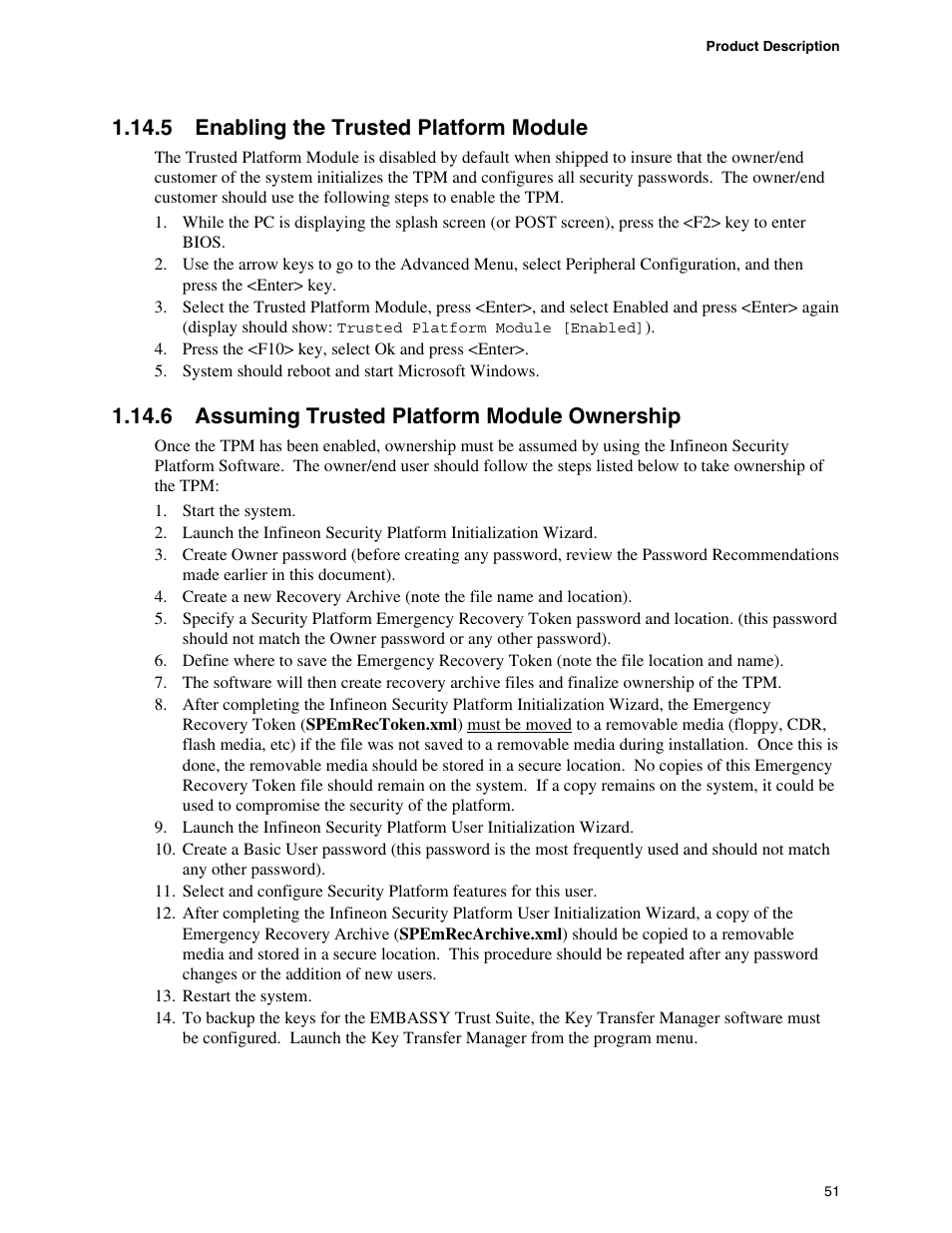 5 enabling the trusted platform module, 6 assuming trusted platform module ownership | chiliGREEN D915GAGL User Manual | Page 51 / 106