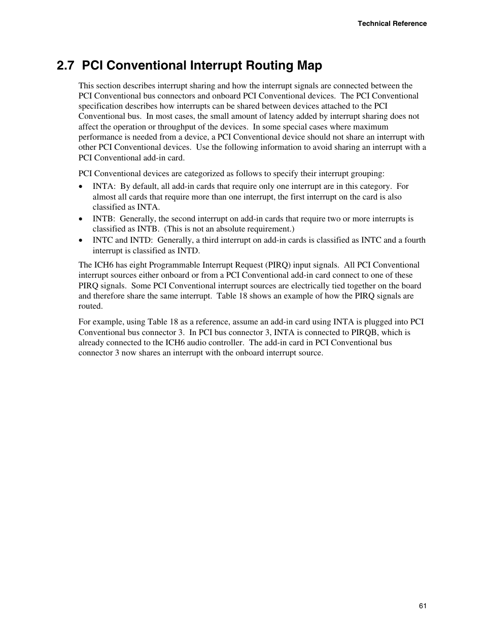 7 pci conventional interrupt routing map | chiliGREEN D915GAGL User Manual | Page 61 / 106
