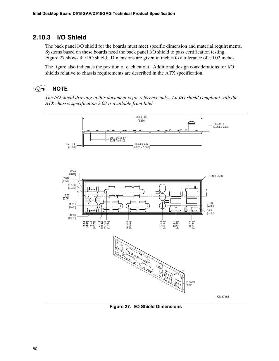 3 i/o shield, Figure 27. i/o shield dimensions | chiliGREEN D915GAGL User Manual | Page 80 / 106