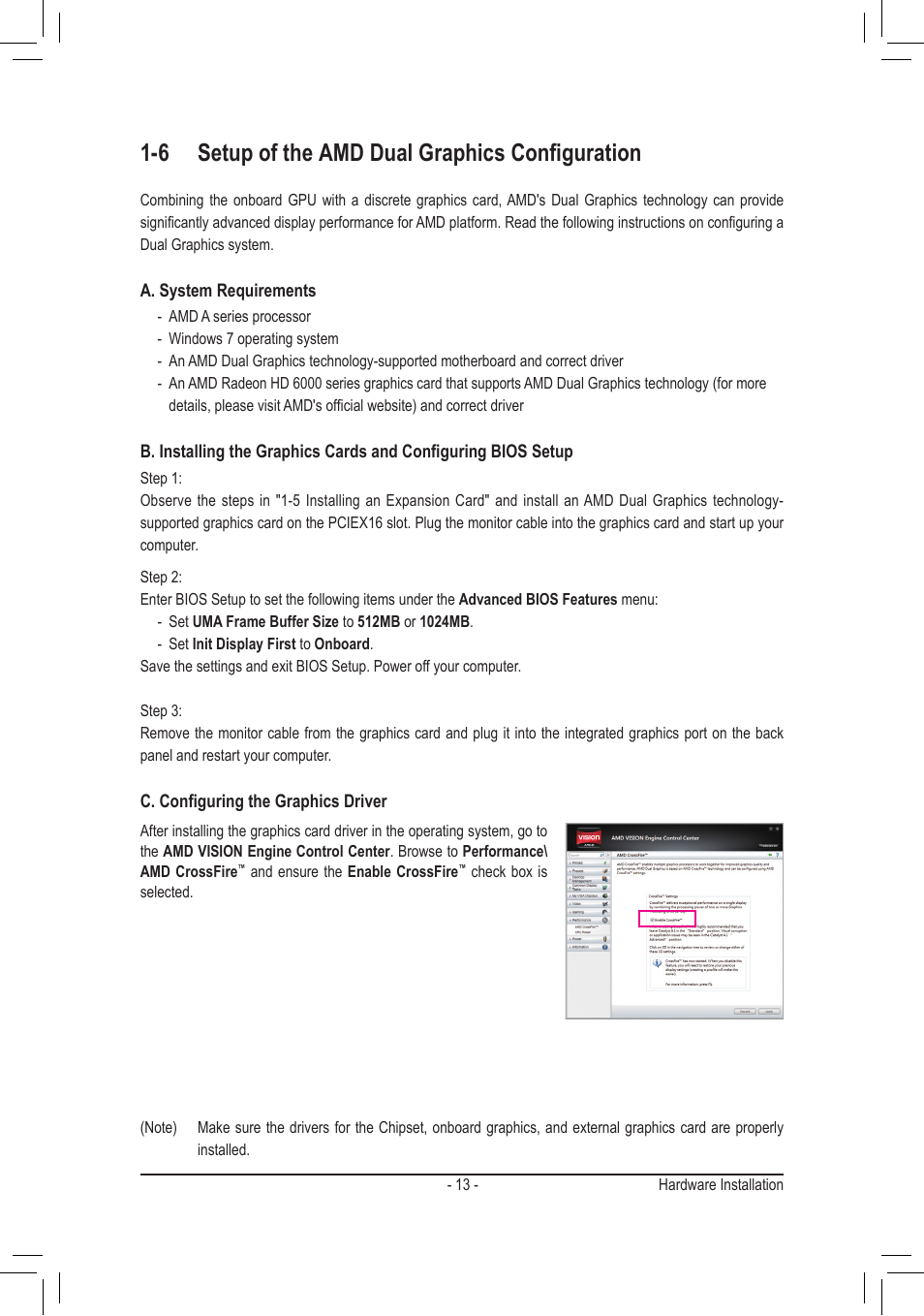 6 setup of the amd dual graphics configuration | chiliGREEN GA-A75M-S2V User Manual | Page 13 / 44