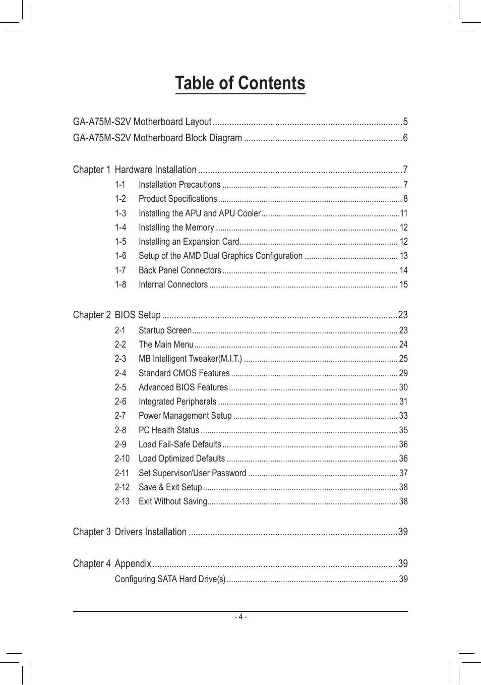 chiliGREEN GA-A75M-S2V User Manual | Page 4 / 44