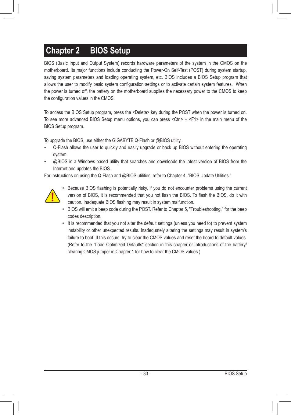 Chapter 2 bios setup | chiliGREEN GA-A75M-UD2H User Manual | Page 33 / 96