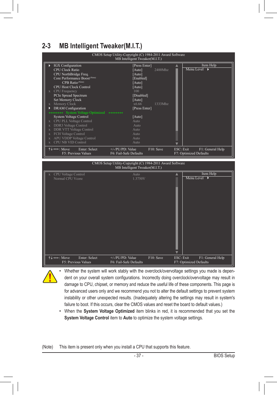 3 mb intelligent tweaker(m.i.t.), 37 - bios setup | chiliGREEN GA-A75M-UD2H User Manual | Page 37 / 96