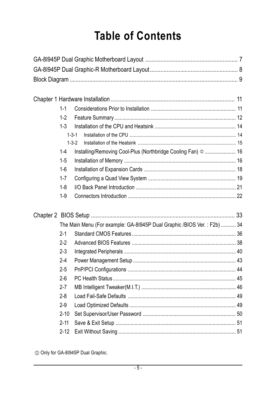 chiliGREEN GA-8I945P Duo Graphic User Manual | Page 5 / 88