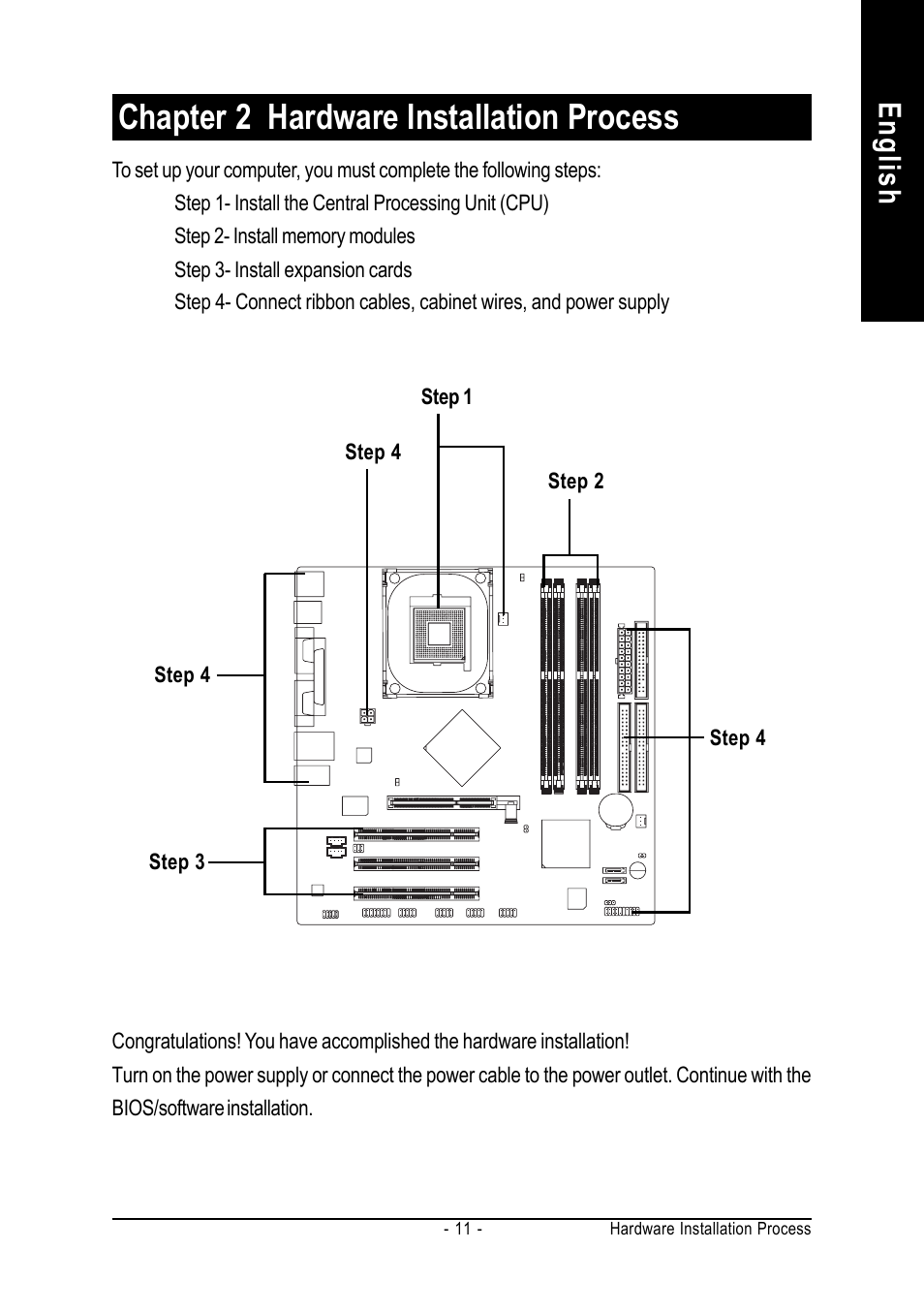 Chapter 2 hardware installation process, English | chiliGREEN GA-8IPE1000-MK User Manual | Page 15 / 96