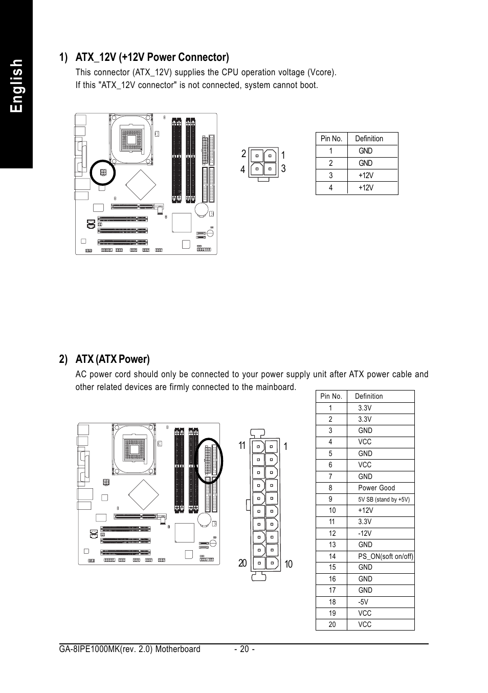 English, 2) atx (atx power) | chiliGREEN GA-8IPE1000-MK User Manual | Page 24 / 96