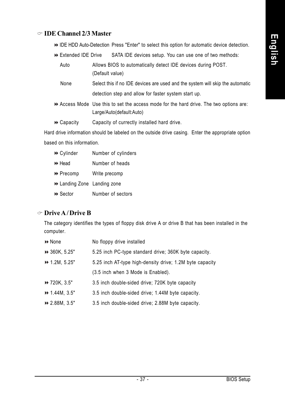 English, Ide channel 2/3 master, Drive a / drive b | chiliGREEN GA-8IPE1000-MK User Manual | Page 41 / 96