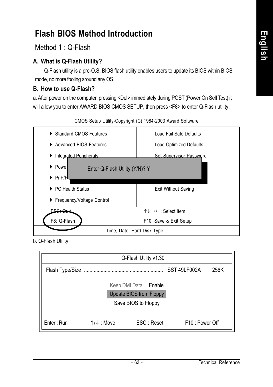 English, Flash bios method introduction, Method 1 : q-flash | chiliGREEN GA-8IPE1000-MK User Manual | Page 67 / 96