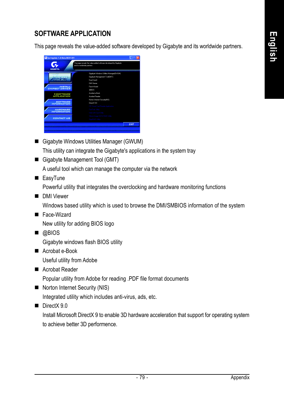 English, Software application | chiliGREEN GA-8IPE1000-MK User Manual | Page 83 / 96