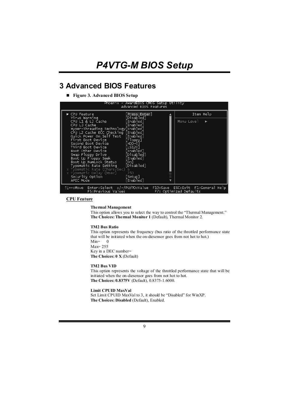 P4vtg-m bios setup, 3 advanced bios features | chiliGREEN P4VTGM User Manual | Page 34 / 56